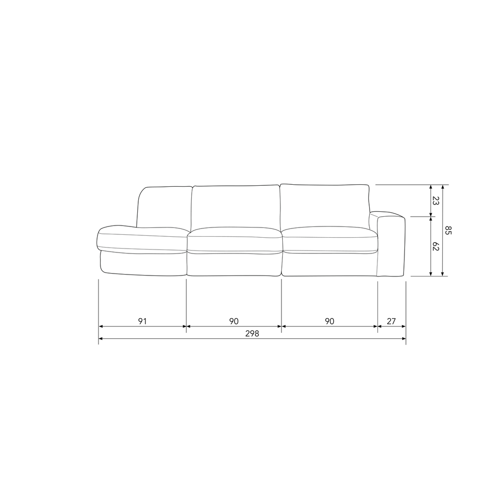 FAMILY 2,5-SEATER SOFA ROUNDED LEFT WARM GREY