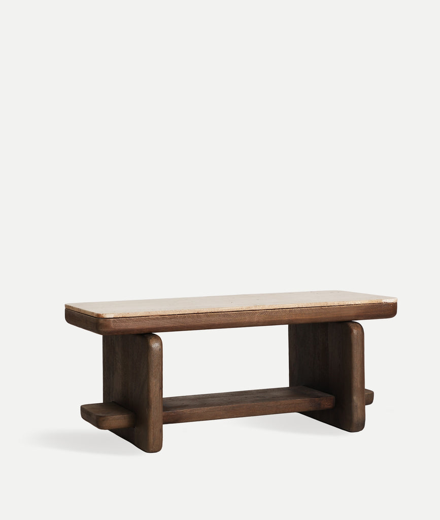 Travertine/Mango Wood Coffee Table