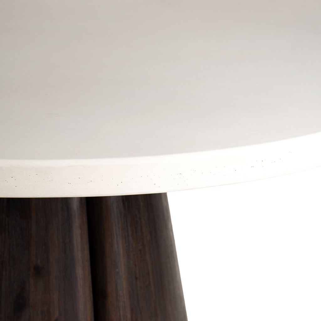 AUREN - dining table - fibre cement / acacia wood - DIA 115 x H 76 cm - off-white