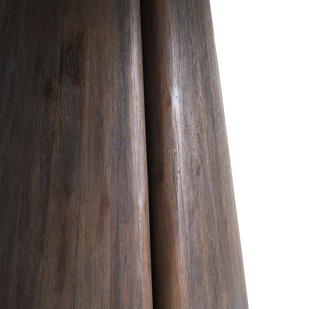 AUREN - dining table - fibre cement / acacia wood - DIA 115 x H 76 cm - off-white