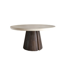 Charger l'image dans la galerie, AUREN - dining table - fibre cement / acacia wood - DIA 115 x H 76 cm - off-white