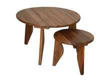 Laden Sie das Bild in den Galerie-Viewer, Round Coffee Table S/2-Ø40X35/Ø70X45-Natural-Teak