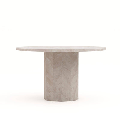 Round Dining Table Sofia-ø130x75-White-Travertine