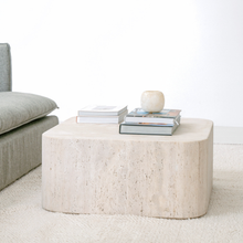 Load image into Gallery viewer, Coffee Table Alba - W80 D80 H35 - White Travertine - Round Edge
