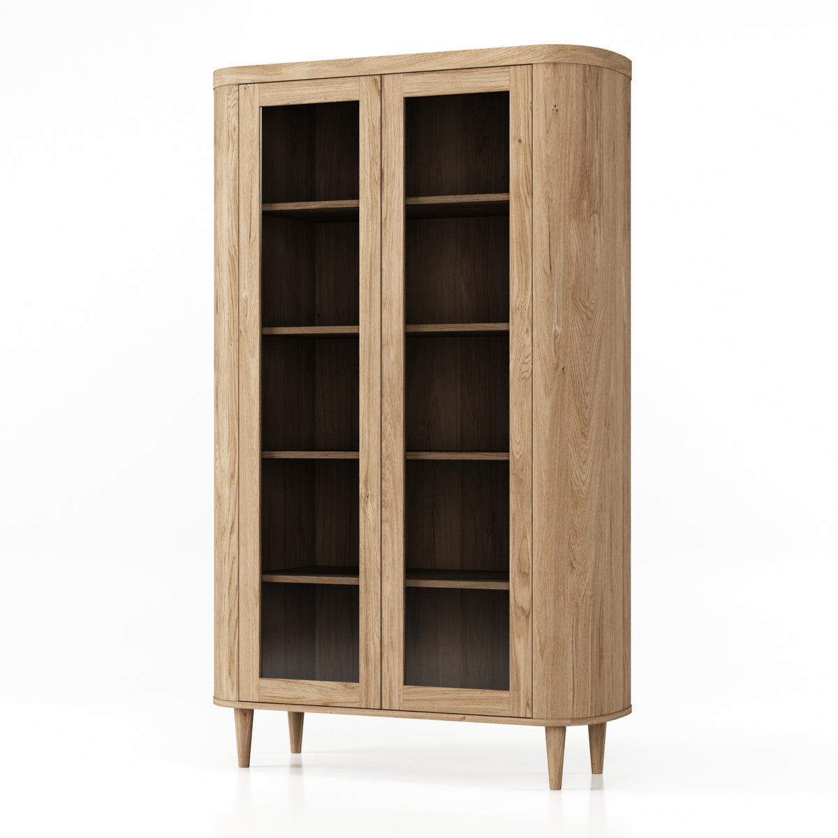 Display Cabinet 2 Door-120x50x200-Natural-Oak