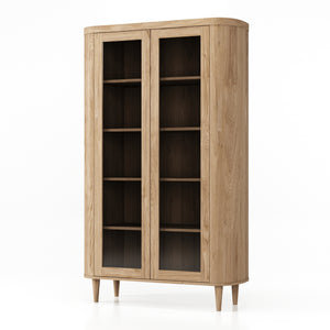 Display Cabinet 2 Door-120x50x200-Natural-Oak