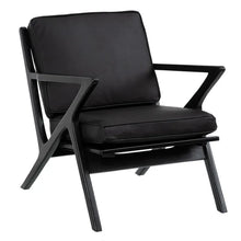 Cargar imagen en el visor de la galería, BLACK TEAK WOOD-LEATHER ARMCHAIR 78 X 64 X 75 CM