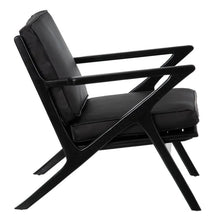 Cargar imagen en el visor de la galería, BLACK TEAK WOOD-LEATHER ARMCHAIR 78 X 64 X 75 CM