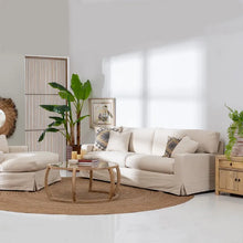 Laden Sie das Bild in den Galerie-Viewer, 4 SEATER SOFA BEIGE FABRIC ROOM 260 X 97 X 93 CM