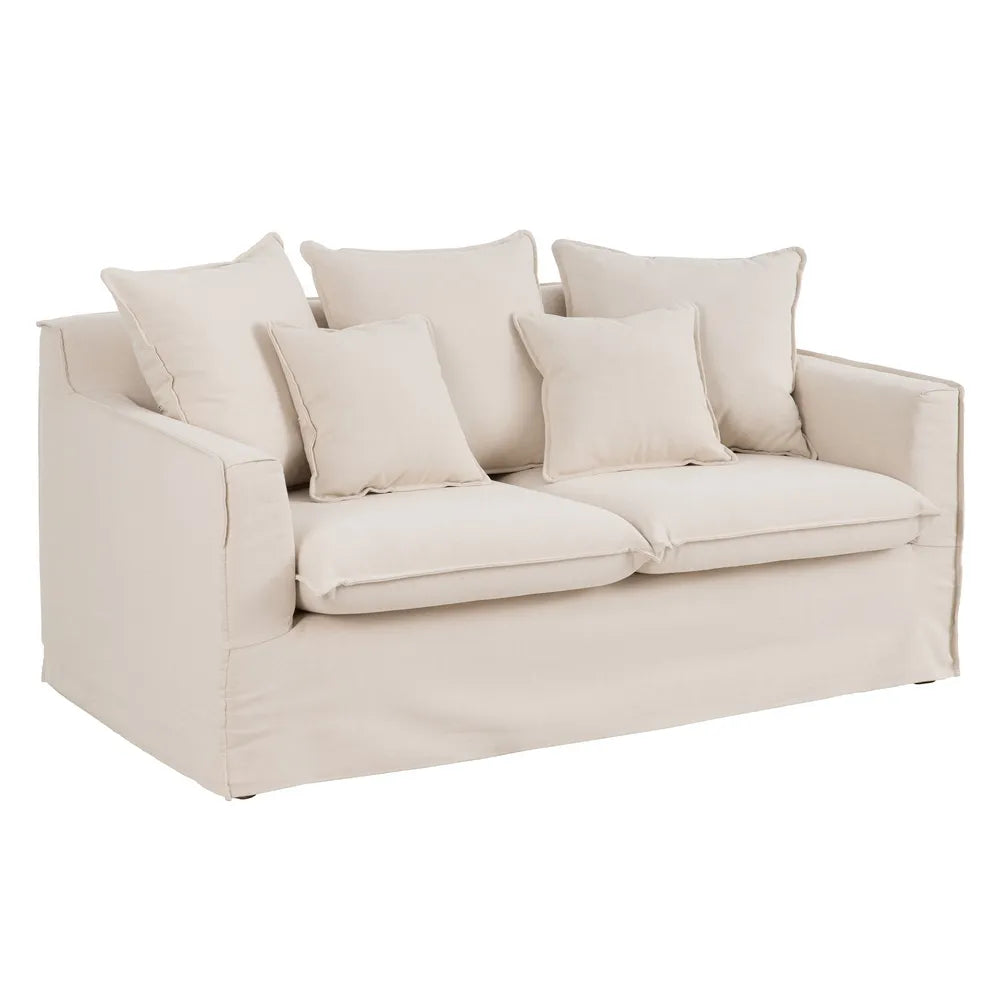 3 SEATER SOFA BEIGE FABRIC ROOM 177 X 96 X 93 CM