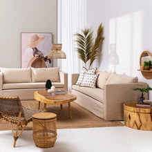 Carica l&#39;immagine nel visualizzatore di Gallery, 4 SEATER SOFA BEIGE FABRIC ROOM 240 X 100 X 92 CM