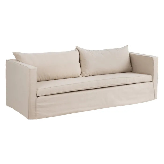 4 SEATER SOFA BEIGE FABRIC ROOM 240 X 100 X 92 CM