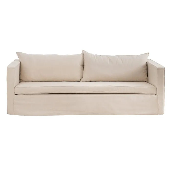 4 SEATER SOFA BEIGE FABRIC ROOM 240 X 100 X 92 CM