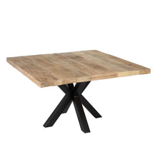 Charger l'image dans la galerie, DINING TABLE NATURAL-BLACK WOOD-IRON 130 X 130 X 76 CM
