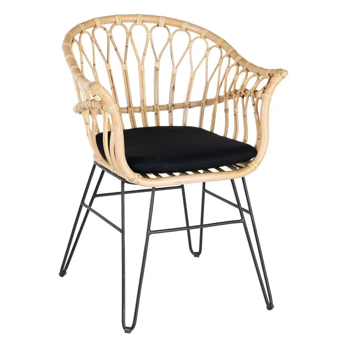 CHAIR NATURAL-BLACK RATTAN/METAL 60 X 57 X 81 CM