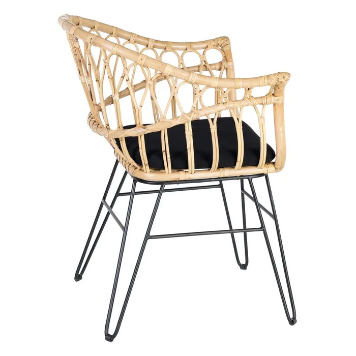 CHAIR NATURAL-BLACK RATTAN/METAL 60 X 57 X 81 CM