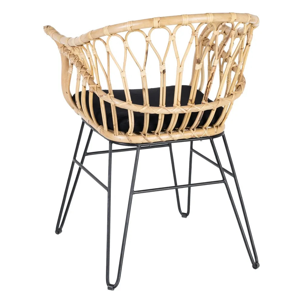 CHAIR NATURAL-BLACK RATTAN/METAL 60 X 57 X 81 CM