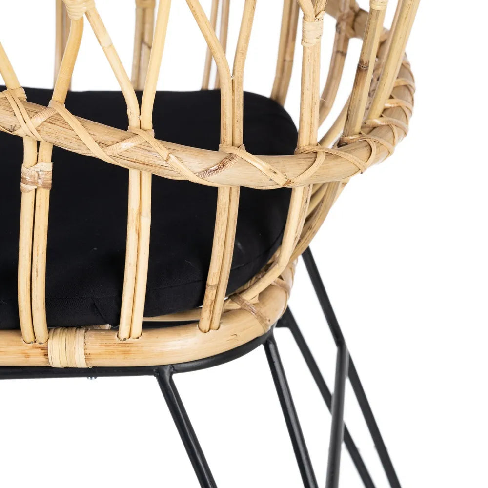 CHAIR NATURAL-BLACK RATTAN/METAL 60 X 57 X 81 CM