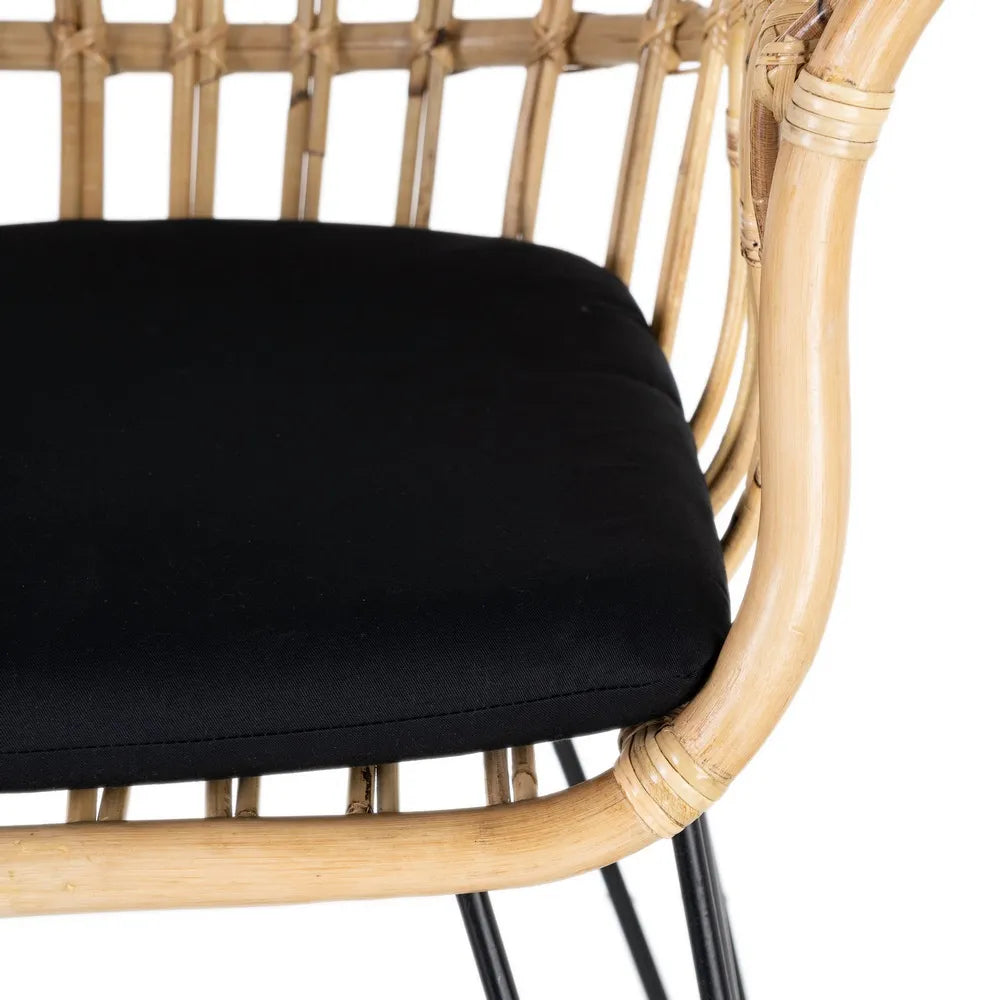 CHAIR NATURAL-BLACK RATTAN/METAL 60 X 57 X 81 CM