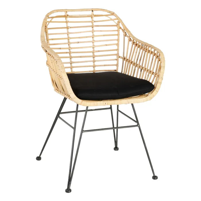 CHAIR NATURAL-BLACK RATTAN/METAL 57 X 56 X 81 CM