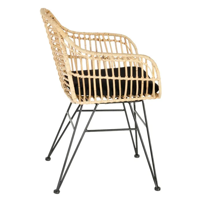 CHAIR NATURAL-BLACK RATTAN/METAL 57 X 56 X 81 CM