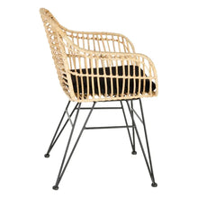 Carica l&#39;immagine nel visualizzatore di Gallery, CHAIR NATURAL-BLACK RATTAN/METAL 57 X 56 X 81 CM