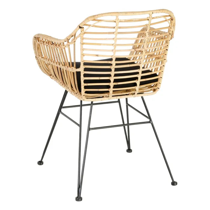 CHAIR NATURAL-BLACK RATTAN/METAL 57 X 56 X 81 CM