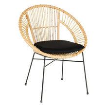 Load image into Gallery viewer, CHAIR NATURAL-BLACK RATTAN/METAL ROOM 71 X 61 X 87 CM