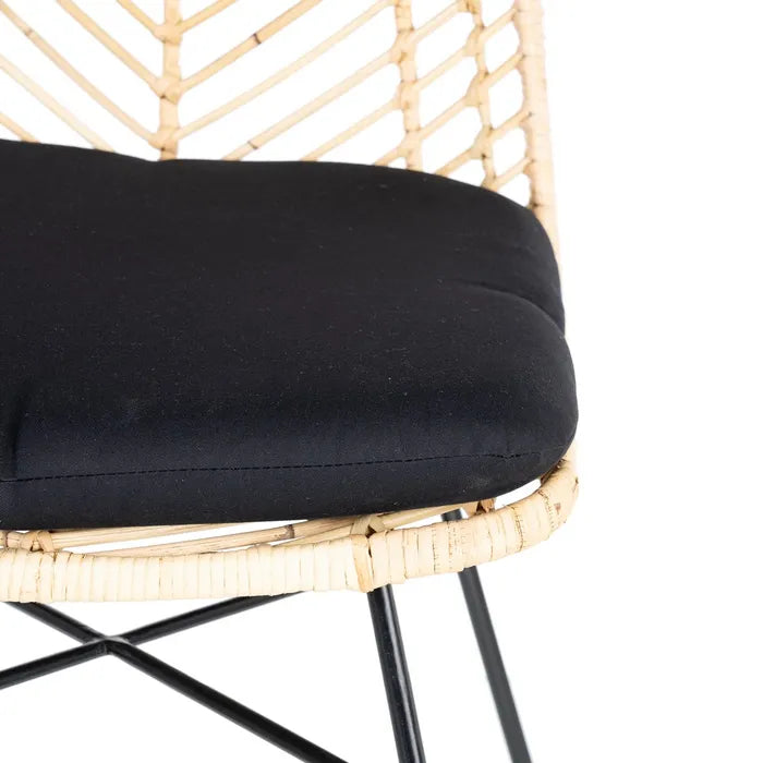 CHAIR NATURAL-BLACK RATTAN/METAL 45 X 54 X 81 CM