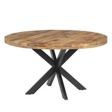 Carica l'immagine nel visualizzatore di Gallery, DINING TABLE NATURAL-BLACK WOOD-IRON 140 X 140 X 77 CM