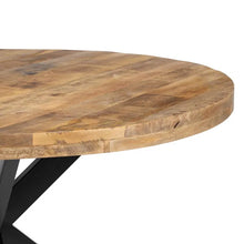 Carica l'immagine nel visualizzatore di Gallery, DINING TABLE NATURAL-BLACK WOOD-IRON 140 X 140 X 77 CM