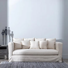 Carica l&#39;immagine nel visualizzatore di Gallery, 3 SEATER SOFA BEIGE FABRIC ROOM 209 X 107 X 92 CM