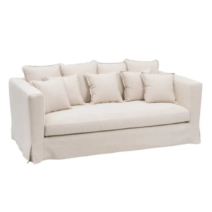 3 SEATER SOFA BEIGE FABRIC ROOM 209 X 107 X 92 CM