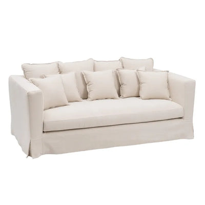 3 SEATER SOFA BEIGE FABRIC ROOM 209 X 107 X 92 CM