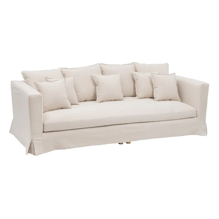 4 SEATER SOFA BEIGE FABRIC ROOM 253 X 107 X 92 CM