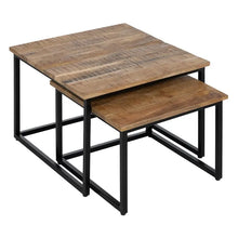 Cargar imagen en el visor de la galería, S/2 NATURAL WOOD-METAL COFFEE TABLE 60 X 60 X 42 CM