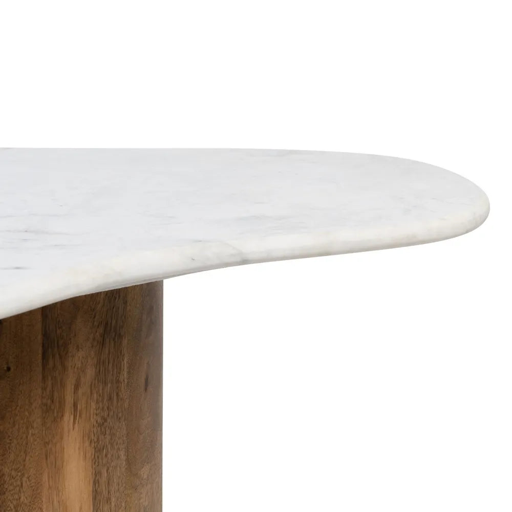 COFFEE TABLE WHITE-NATURAL MARBLE/WOOD 135 X 80 X 35 CM