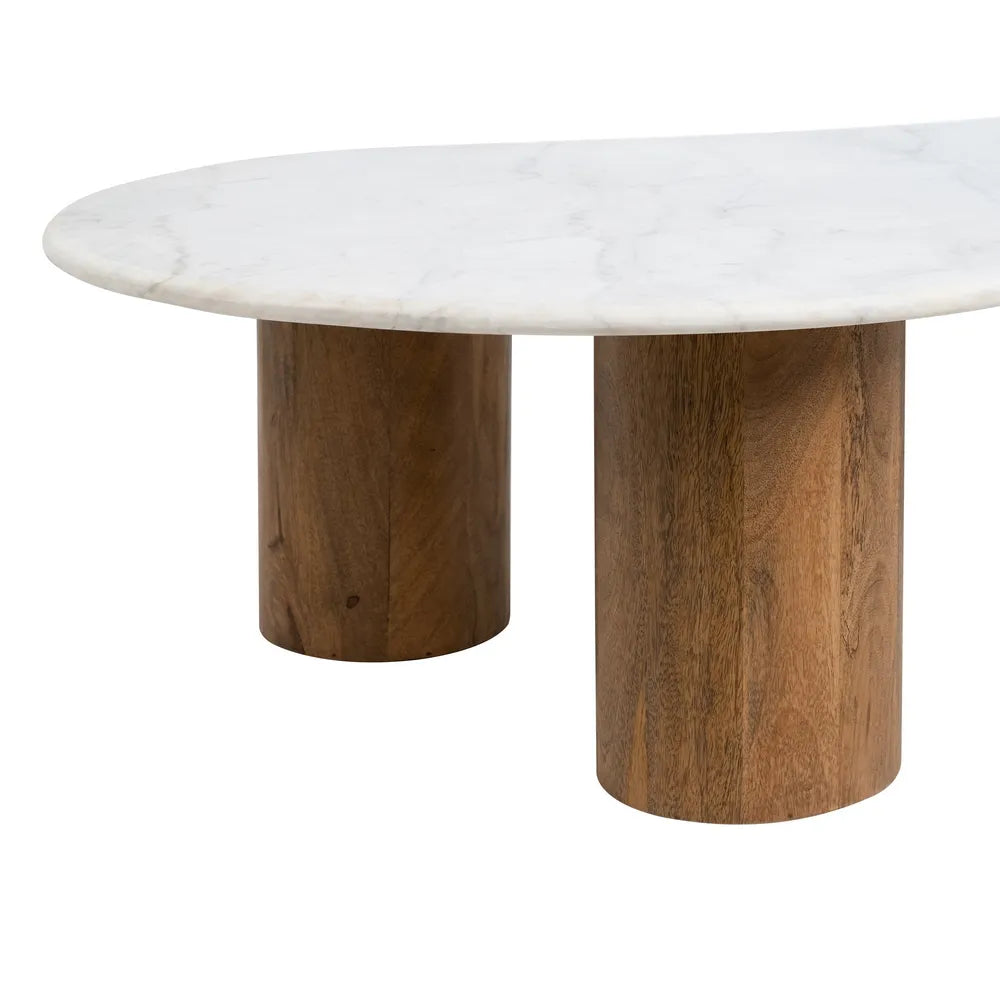COFFEE TABLE WHITE-NATURAL MARBLE/WOOD 135 X 80 X 35 CM