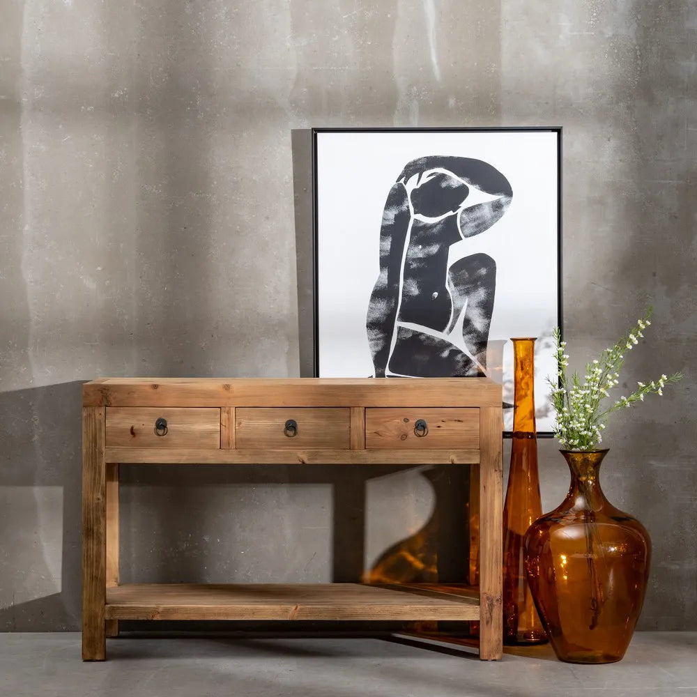 NATURAL PINE WOOD CONSOLE ENTRANCE 130 X 45 X 85 CM