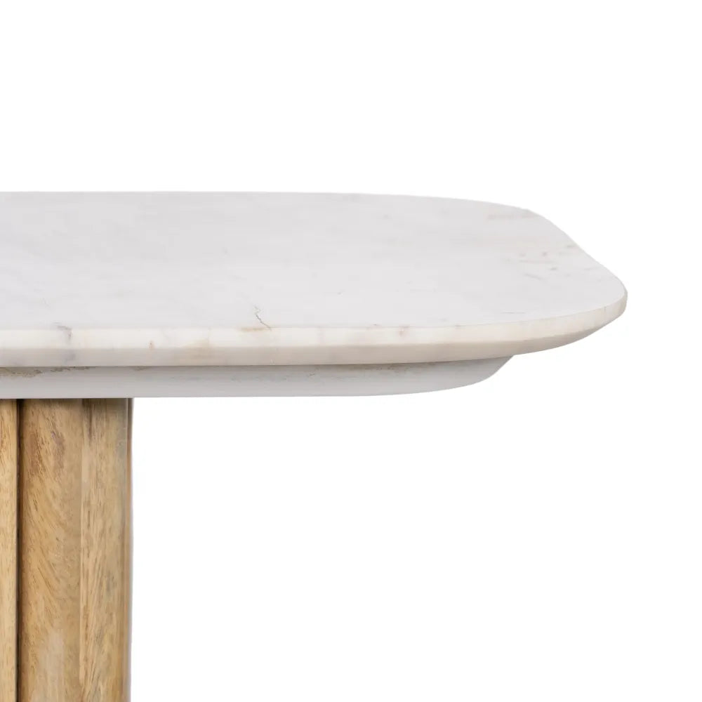 NATURAL-WHITE MARBLE/WOOD CONSOLE 120 X 40 X 77 CM