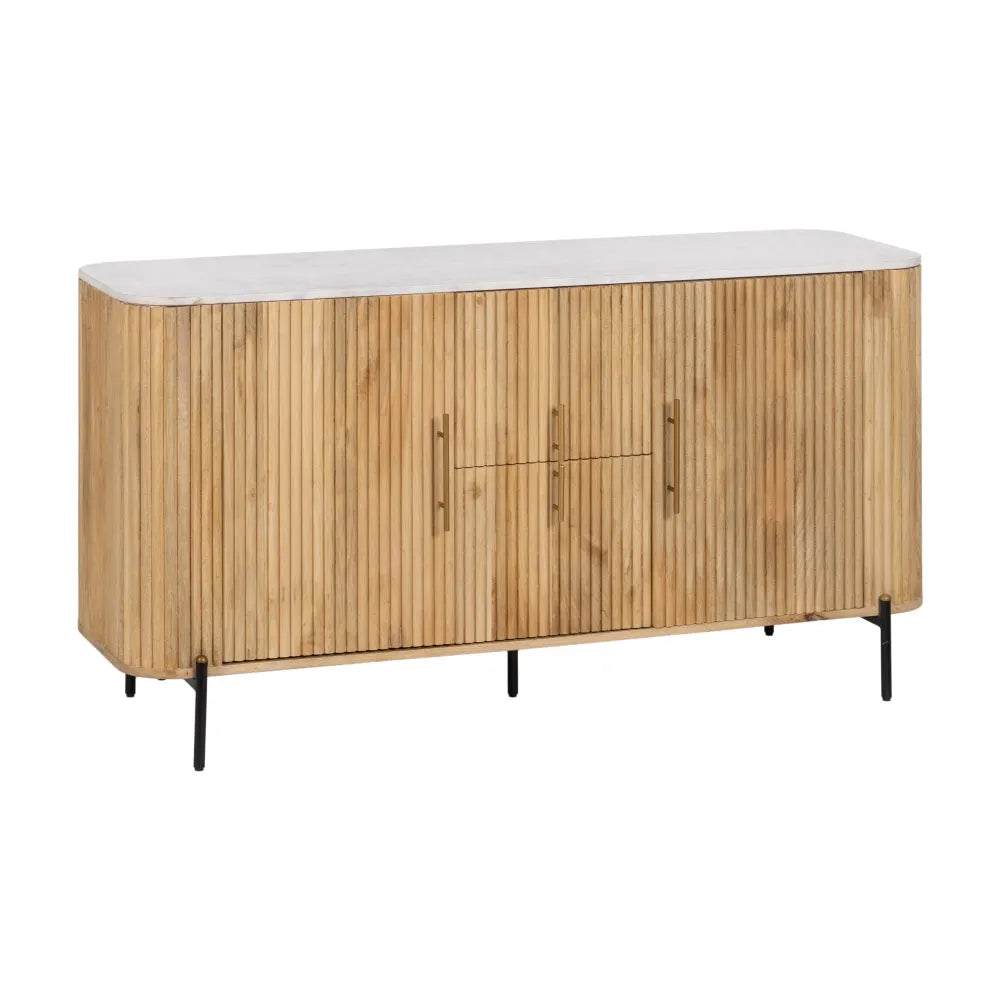 BUFFET NATURAL-WHITE MARBLE/WOOD ROOM 150 X 50 X 75 CM