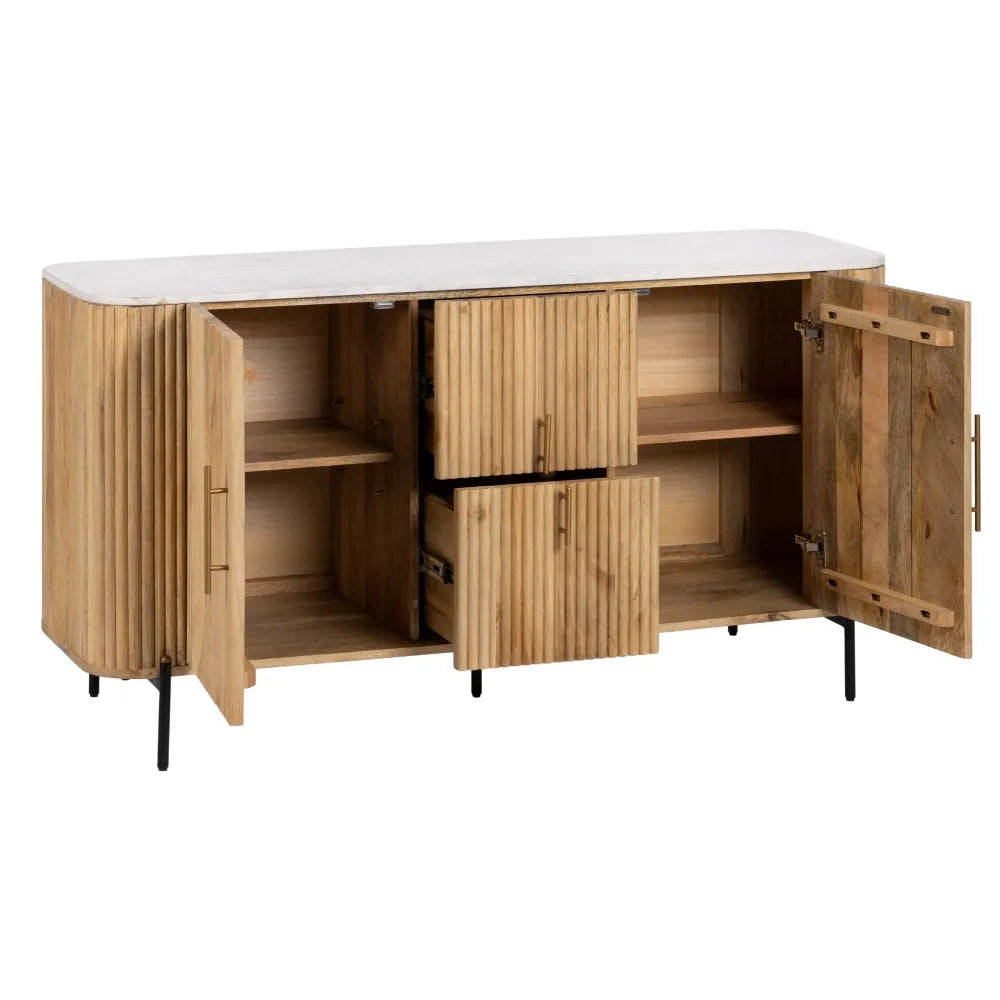 BUFFET NATURAL-WHITE MARBLE/WOOD ROOM 150 X 50 X 75 CM