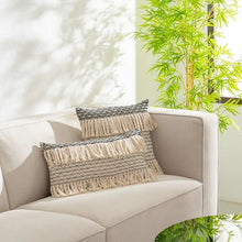 Load image into Gallery viewer, BEIGE-BLACK COTTON CUSHION 30 X 60 CM