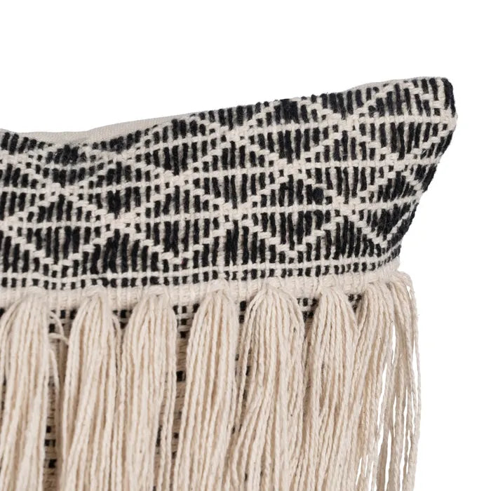 BEIGE-BLACK COTTON CUSHION 30 X 60 CM