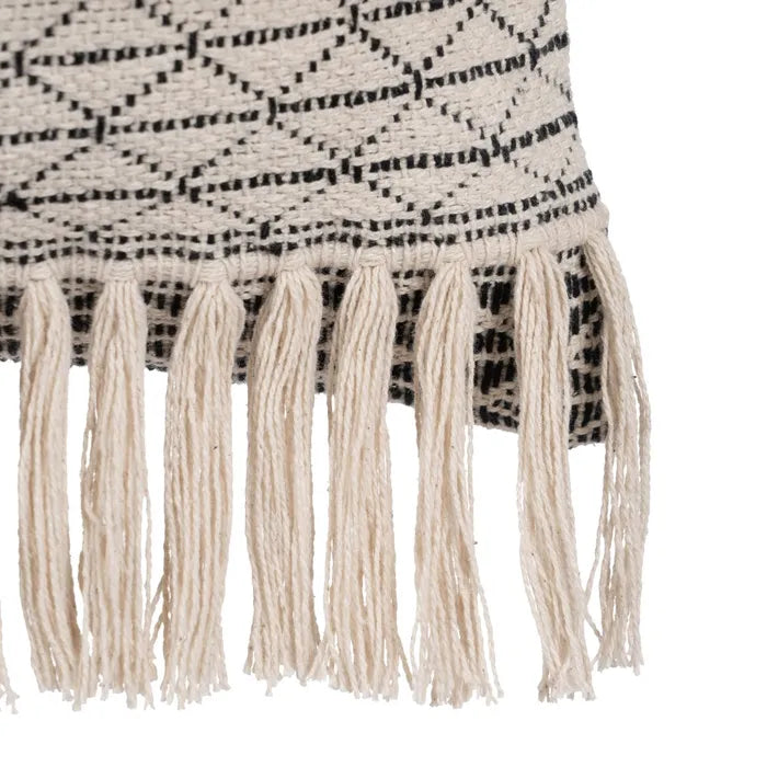BEIGE-BLACK COTTON CUSHION 30 X 60 CM