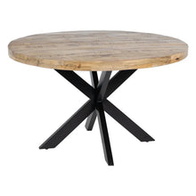 Charger l&#39;image dans la galerie, DINING TABLE NATURAL-BLACK WOOD-IRON 130 X 130 X 77 CM