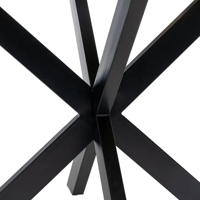 DINING TABLE NATURAL-BLACK WOOD-IRON 150 X 150 X 77 CM