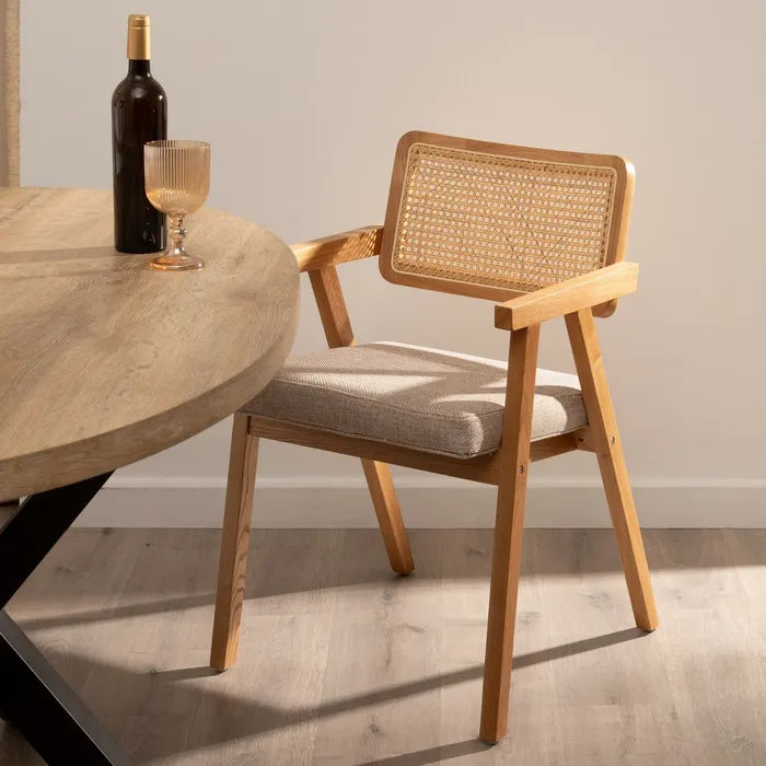 NATURAL WOOD / FIBER ARM CHAIR 56 X 55 X 81 CM
