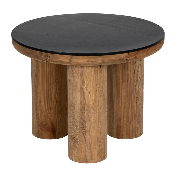 AUXILIARY TABLE NATURAL-BLACK PINE WOOD 60 X 60 X 45 CM