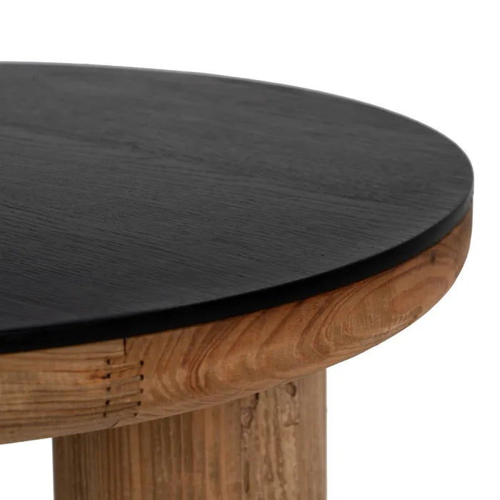 AUXILIARY TABLE NATURAL-BLACK PINE WOOD 60 X 60 X 45 CM